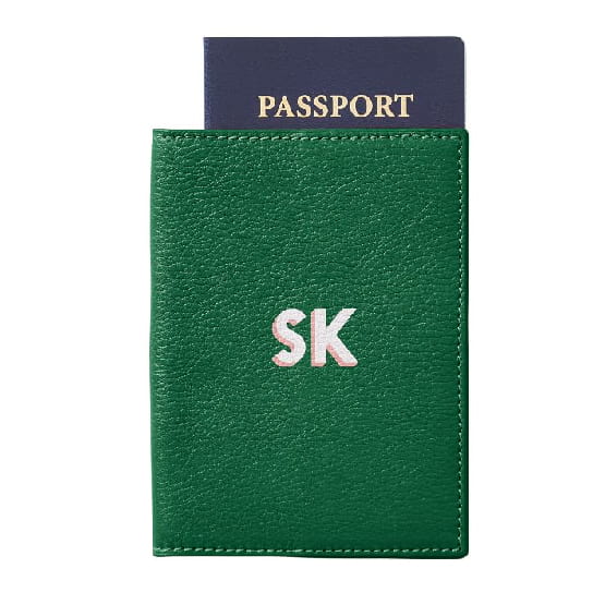 Leather passport case, printed